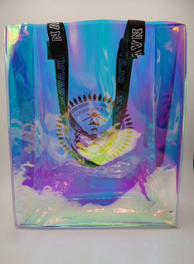 Custom Navajo Nation Holographic tote bag| High quality rainbow blue PVC