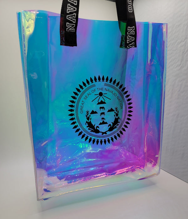 Custom Navajo Nation Holographic tote bag| High quality rainbow blue PVC