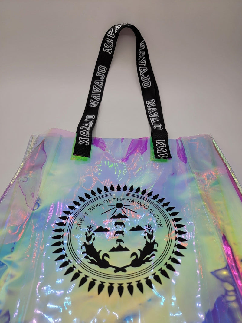 Custom Navajo Nation Holographic tote bag| High quality rainbow blue PVC