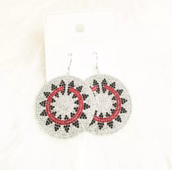 Navajo wedding basket statement rhinestone bling earring| Luxurious Indigenous Icy bling