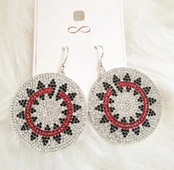 Navajo wedding basket statement rhinestone bling earring| Luxurious Indigenous Icy bling