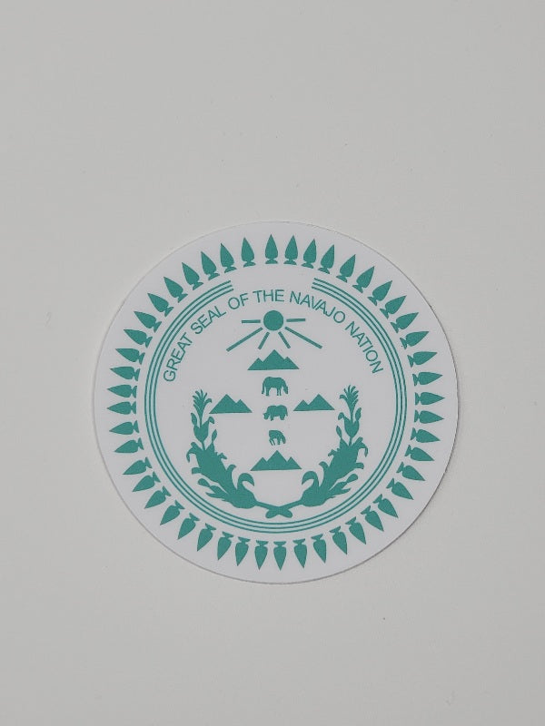 3x3 Great Seal of the Navajo Nation sticker in turquoise| “Turquoise Navajo Nation seal” sticker